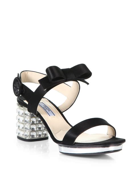 prada black sandals heels|prada high heeled satin sandals.